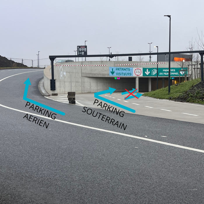 accès aux parkings aériens et souterrains du site Le Viviers